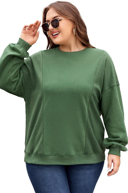 Apricot Loose Patchwork Crewneck Plus Size Sweatshirt - The Fair Lady Shop