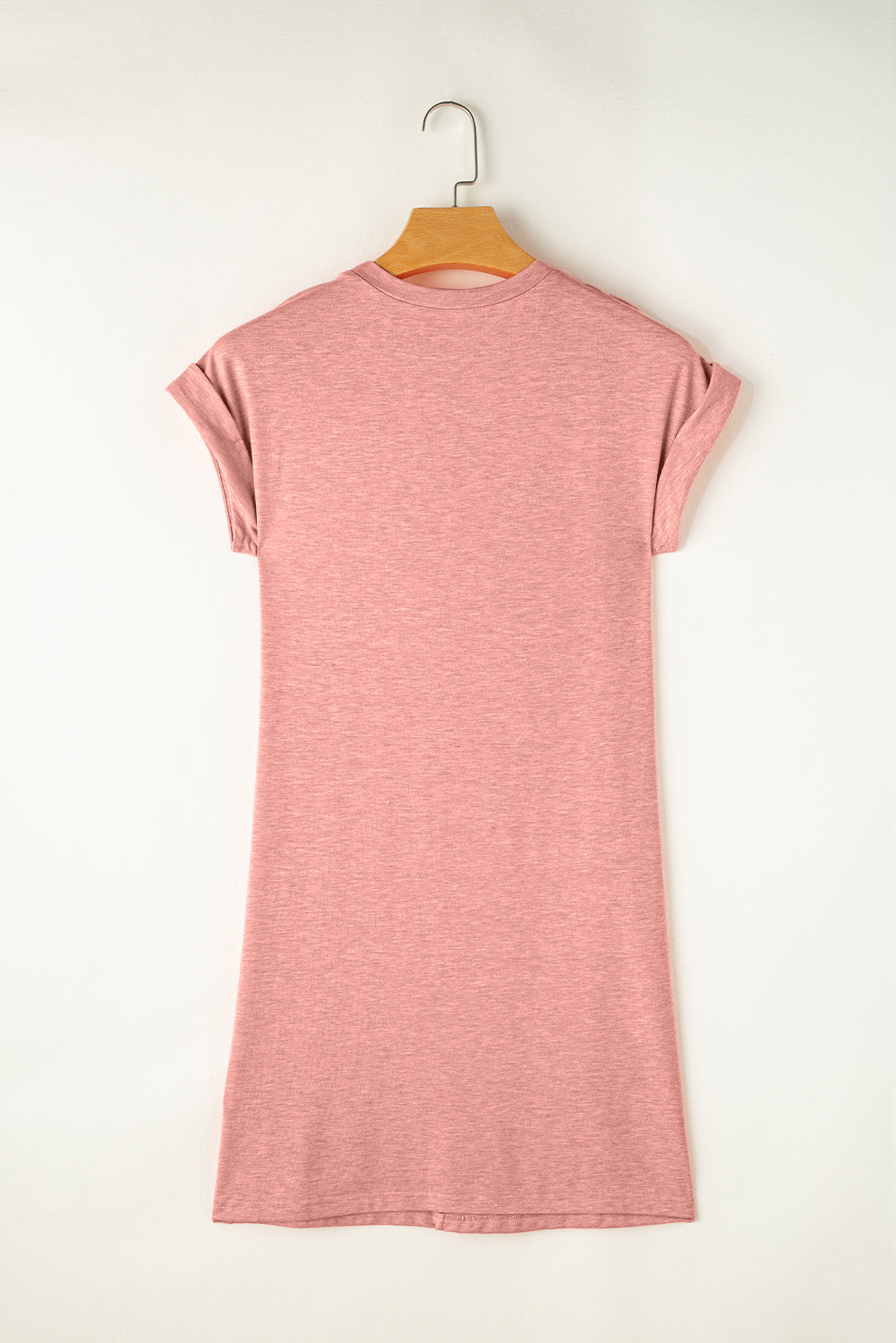 Rose Pink Center Seamed Roll Sleeve T-shirt Dress - The Fair Lady Shop