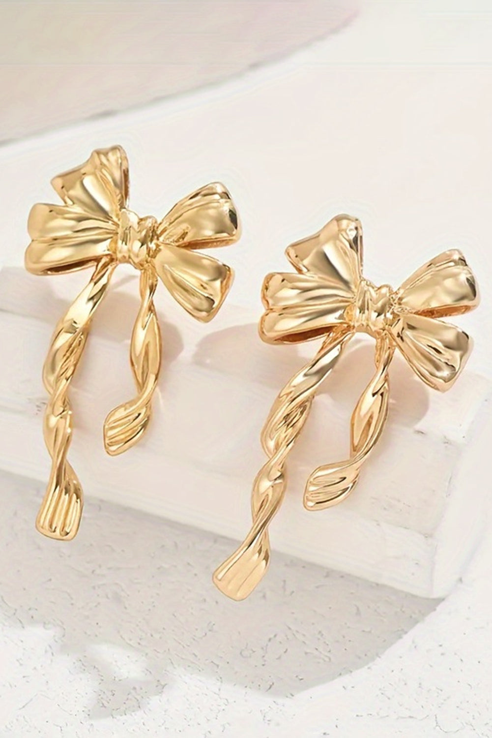Gold Elegant Bow Stud Earrings - The Fair Lady Shop