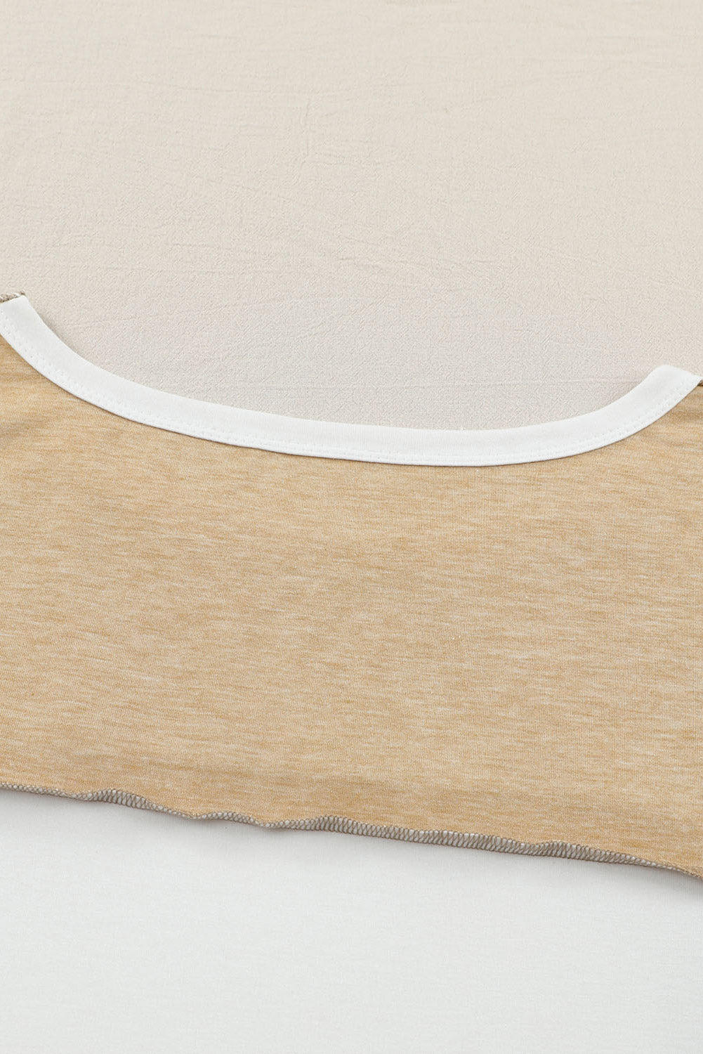 Khaki Color Block Exposed Seam Long Sleeve Top - The Fair Lady Shop