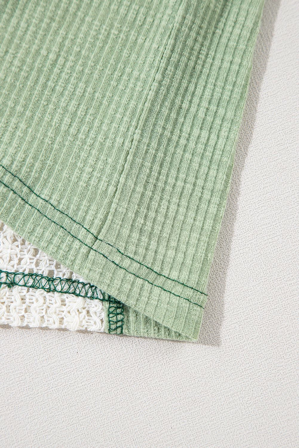 Grass Green Crochet Patchwork Exposed Seam High Low Loose Top - The Fair Lady Shop
