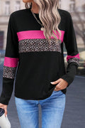 White Leopard Colorblock Patchwork Crew Neck Top - The Fair Lady Shop
