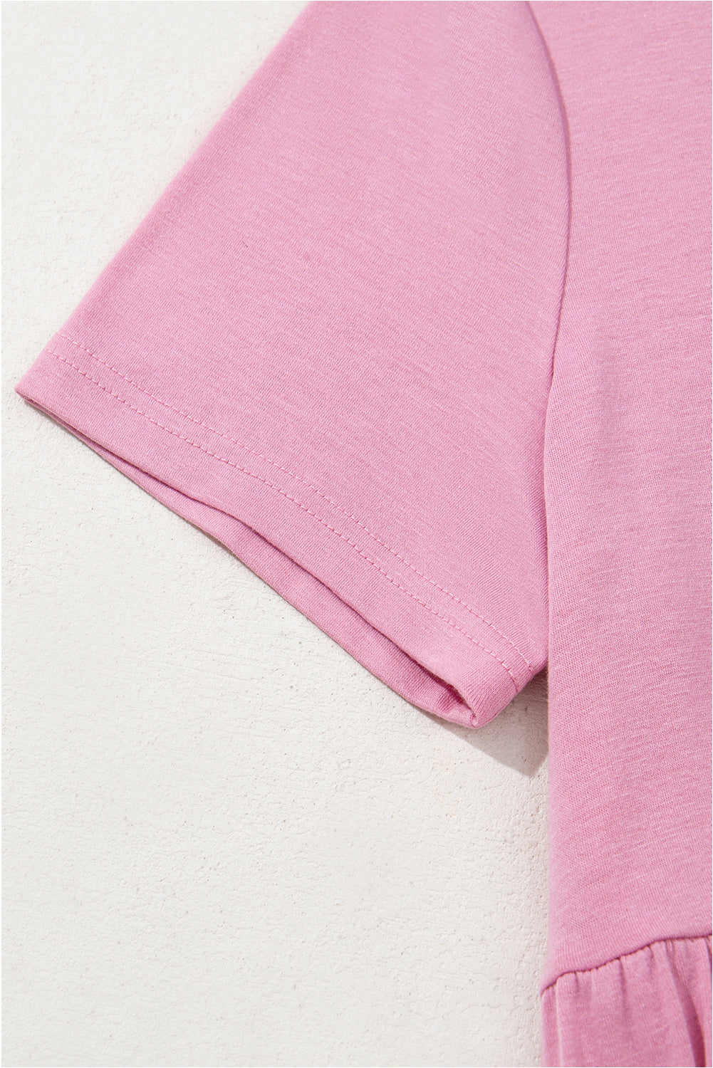 Pink Solid Color Short Sleeve High Waist Pocketed Midi Dress - The Fair Lady Shop