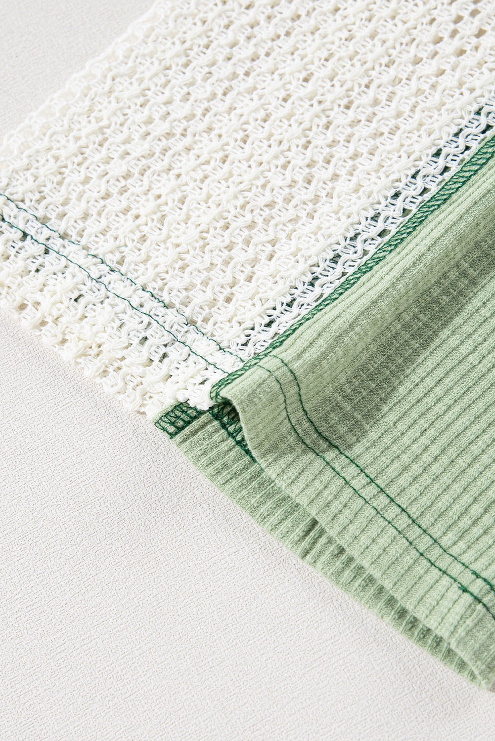 Grass Green Crochet Patchwork Exposed Seam High Low Loose Top - The Fair Lady Shop