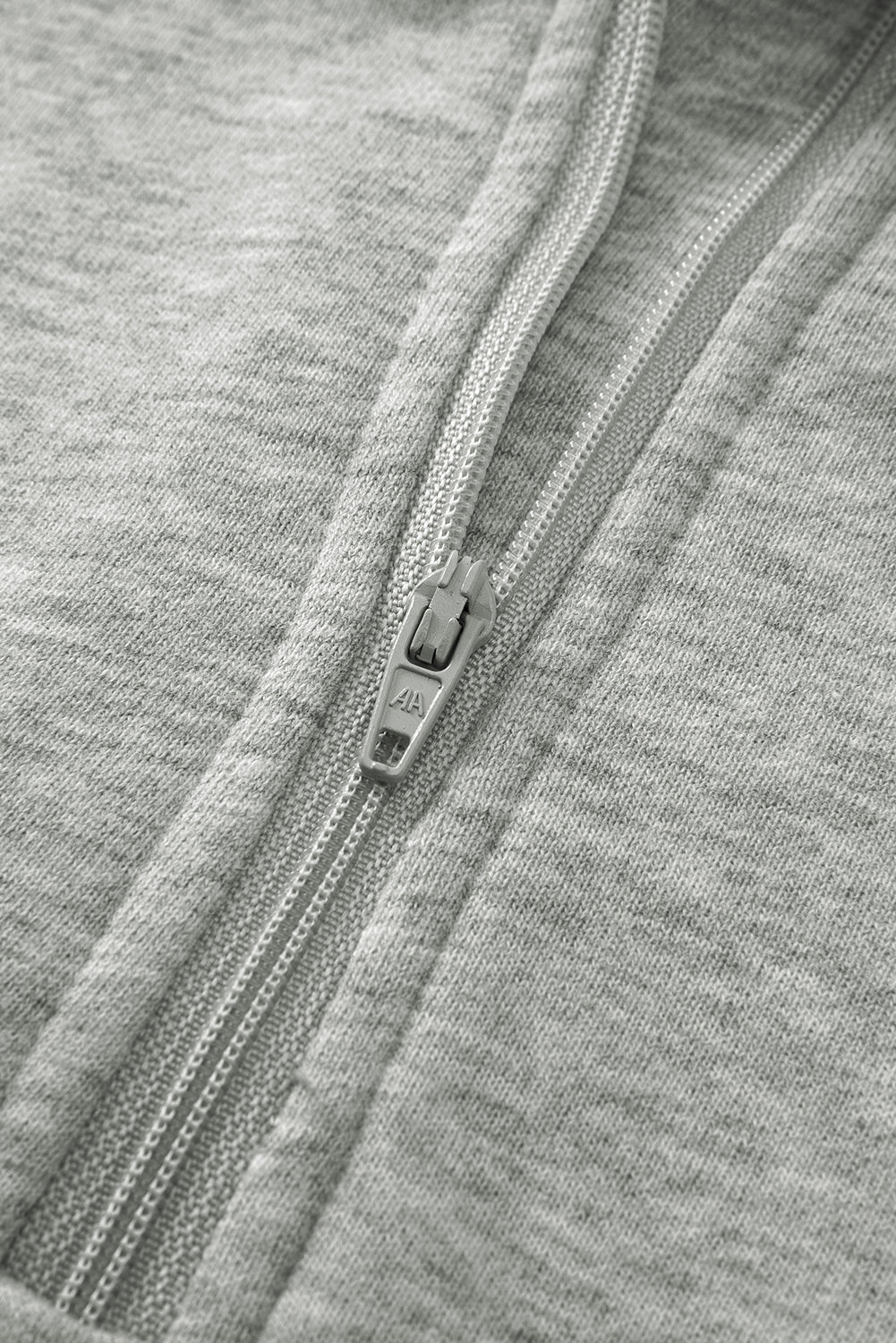 Gray Zip Up Stand Collar Ribbed Thumbhole Sleeve Sweatshirt - The Fair Lady Shop