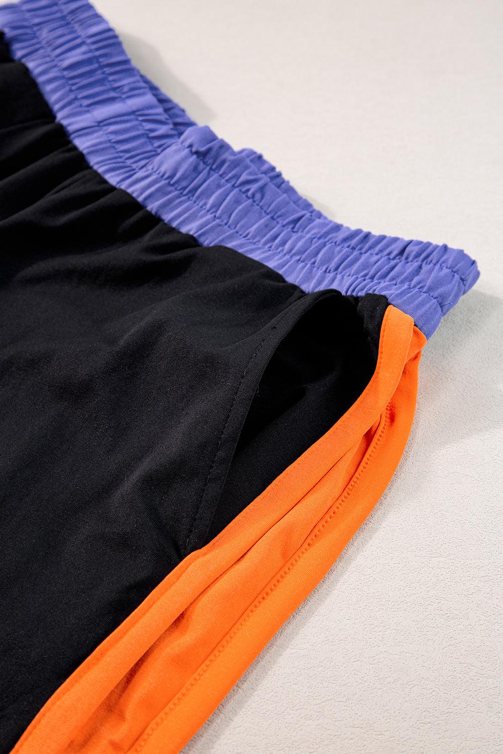 Chestnut Colorblock Cap Sleeve Tee and Wide Leg Pants Set - The Fair Lady Shop