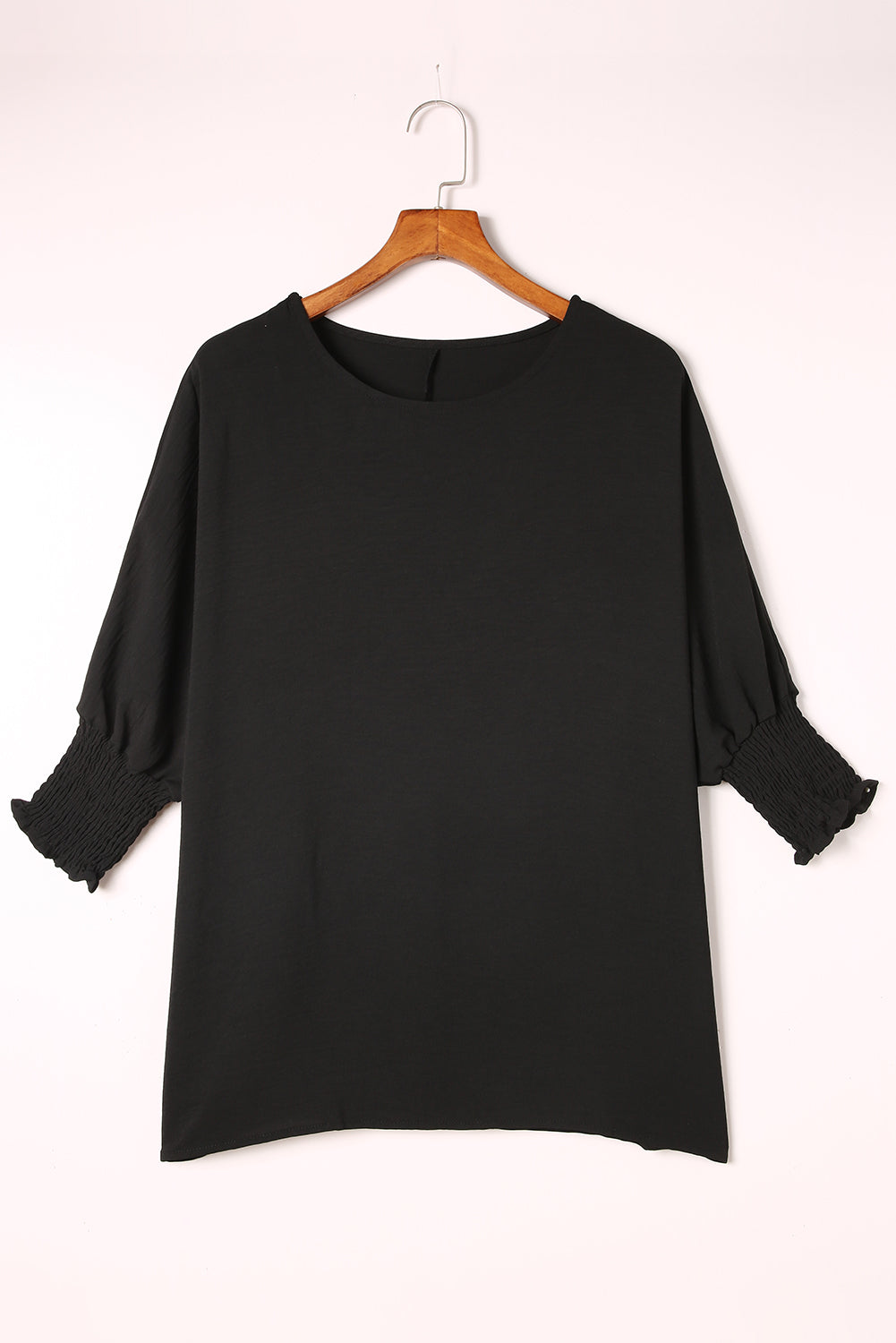 Black Plain Batwing Sleeve Business Casual Blouse