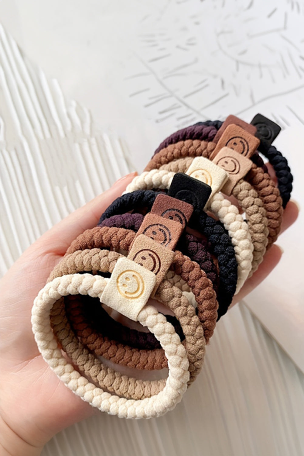Chestnut 5Pcs Smile Face Decor Braided Hairband - The Fair Lady Shop