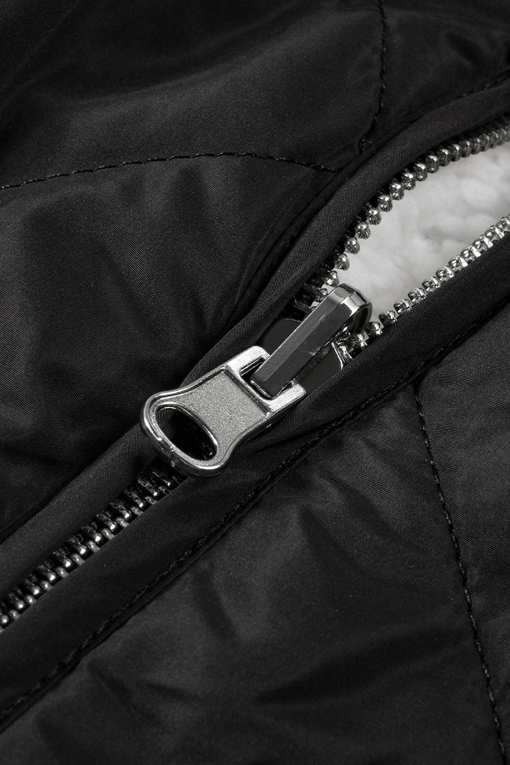 Black Zip Up Fleece Lined Quilted Vest Coat - The Fair Lady Shop