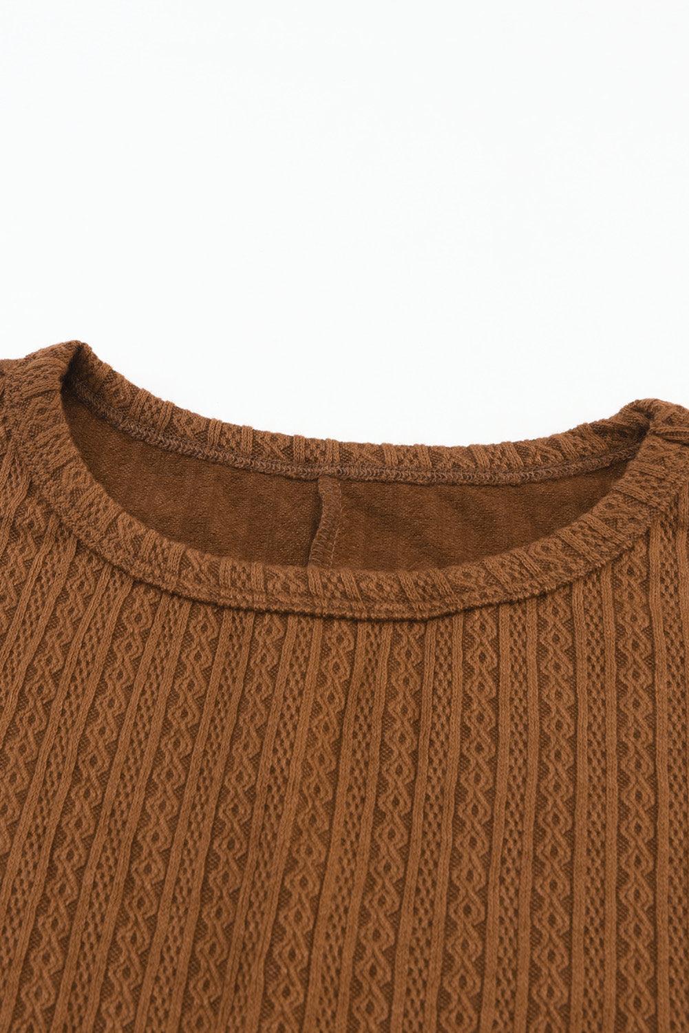 Ruby Solid Color Textured Lantern Sleeve Top - The Fair Lady Shop