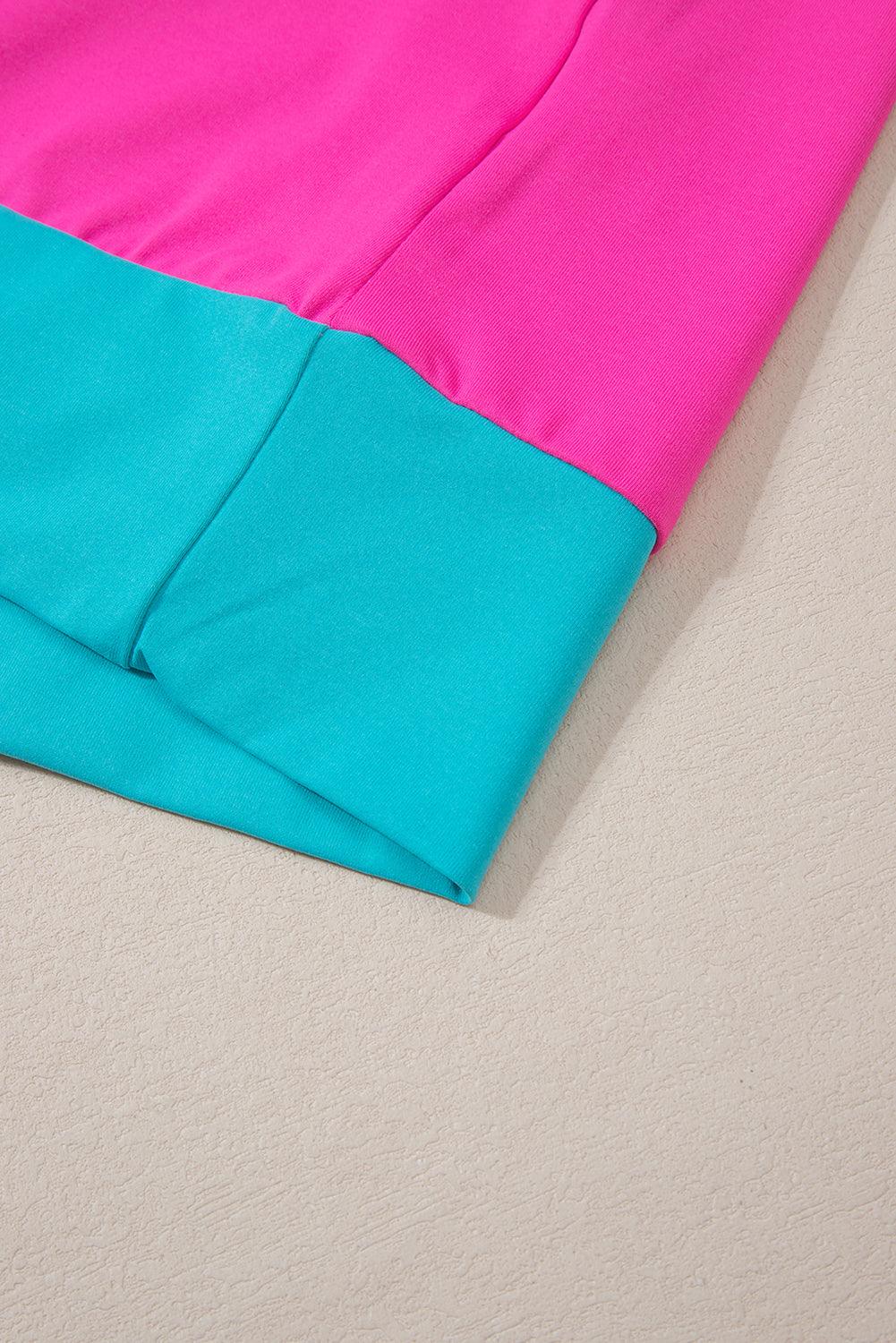 Peach Blossom Color Block Loose Fit Top & Elastic Waist Shorts Set - The Fair Lady Shop