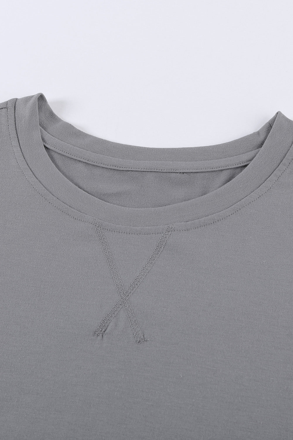 Gray Crew Neck Colorblock Tee - The Fair Lady Shop
