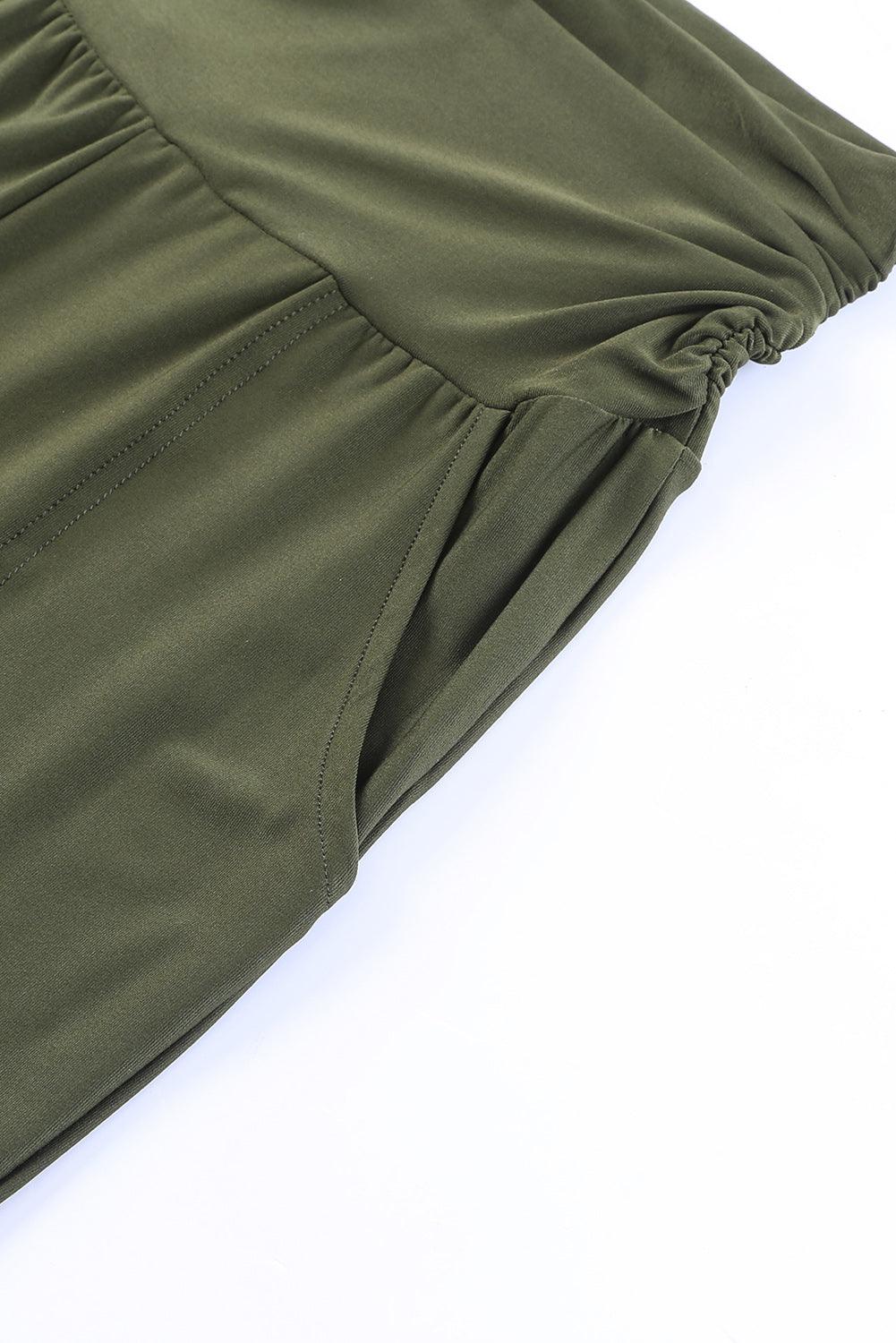 Black Pleated Casual Pocket High Waisted Leggings - The Fair Lady Shop