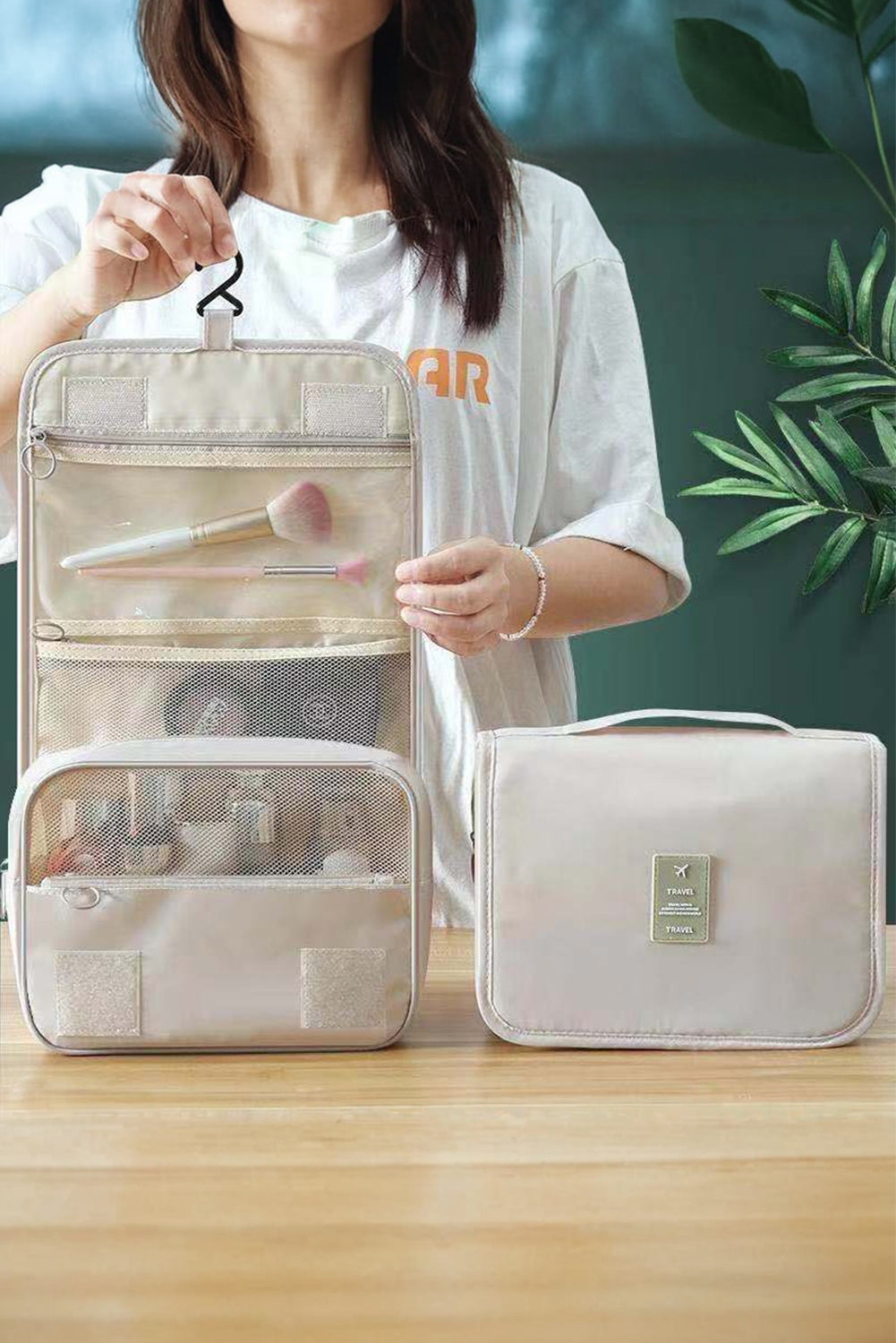 Apricot Multi-functional Make Up Organizer Travel Toiletry Bag - The Fair Lady Shop