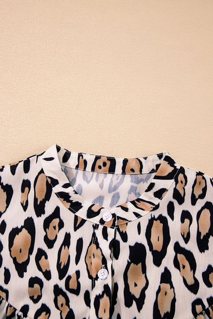 Jet Stream Leopard Print Balloon Sleeve Loose Blouse - The Fair Lady Shop