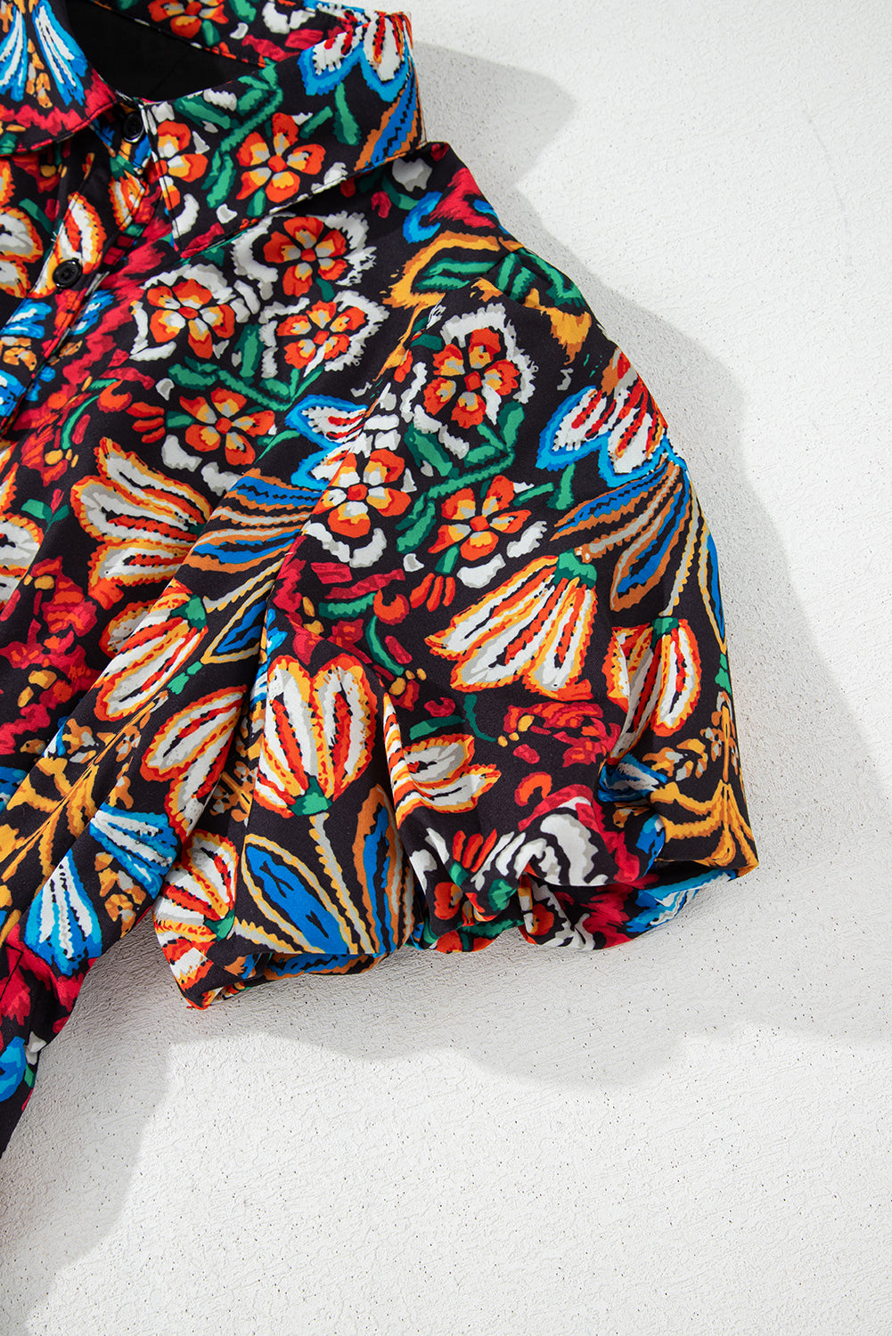 Multicolour Bohemian Floral Bubble Sleeve Dress - The Fair Lady Shop