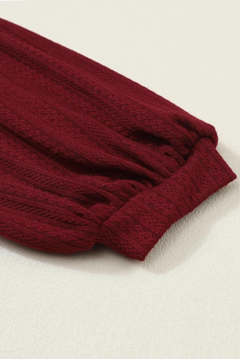 Ruby Solid Color Textured Lantern Sleeve Top - The Fair Lady Shop