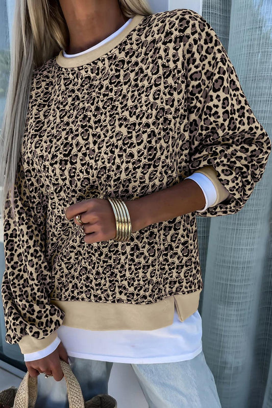 Parchment Leopard Print Crew Neck Sweatshirt - The Fair Lady Shop