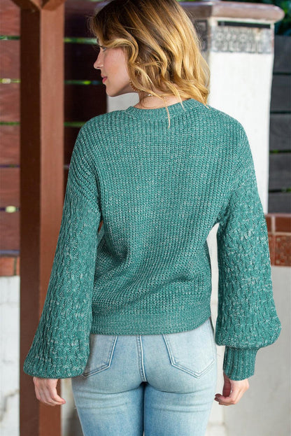 Verdant Chunky Knit Sleeve Drop Shoulder Sweater - The Fair Lady Shop