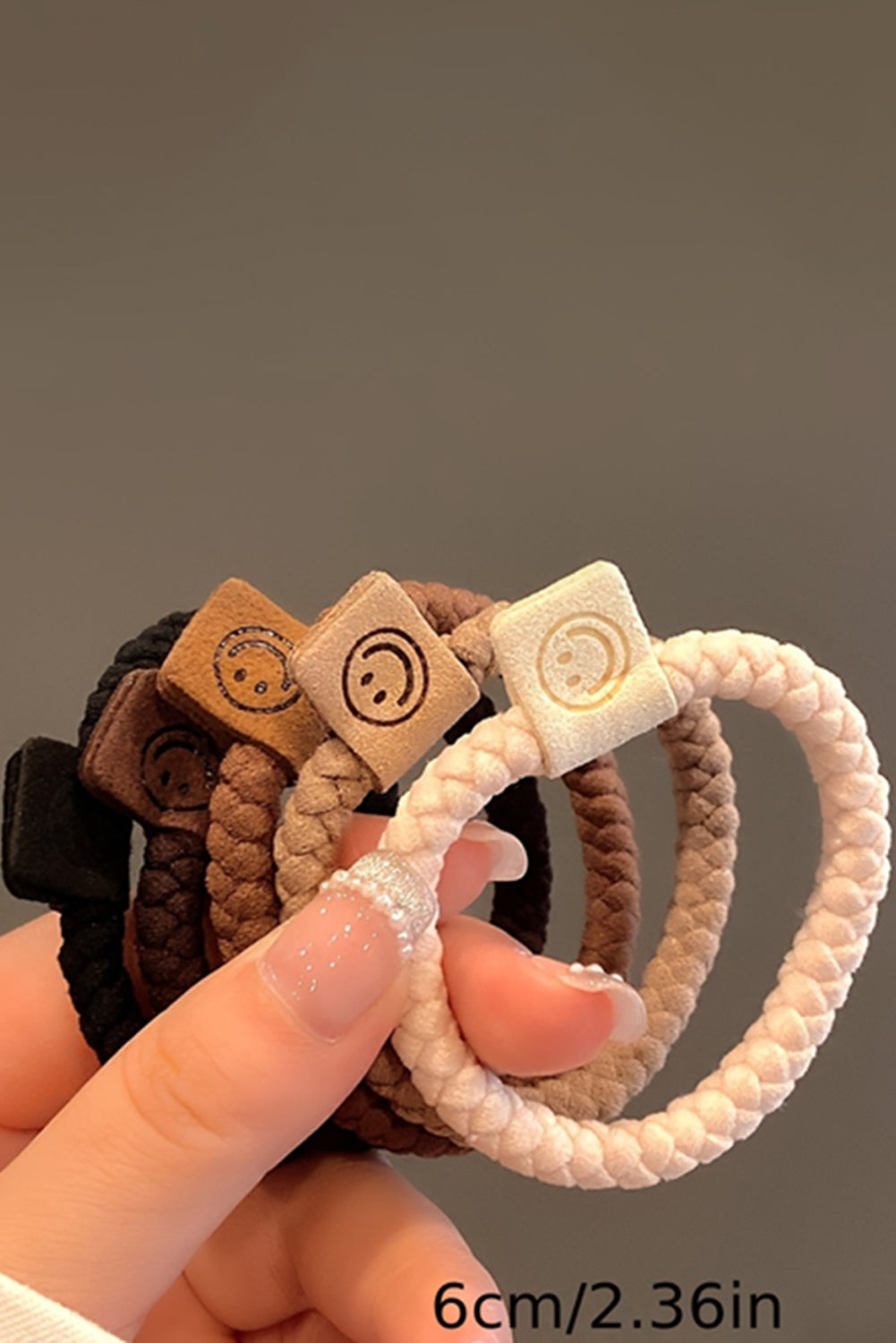 Chestnut 5Pcs Smile Face Decor Braided Hairband - The Fair Lady Shop