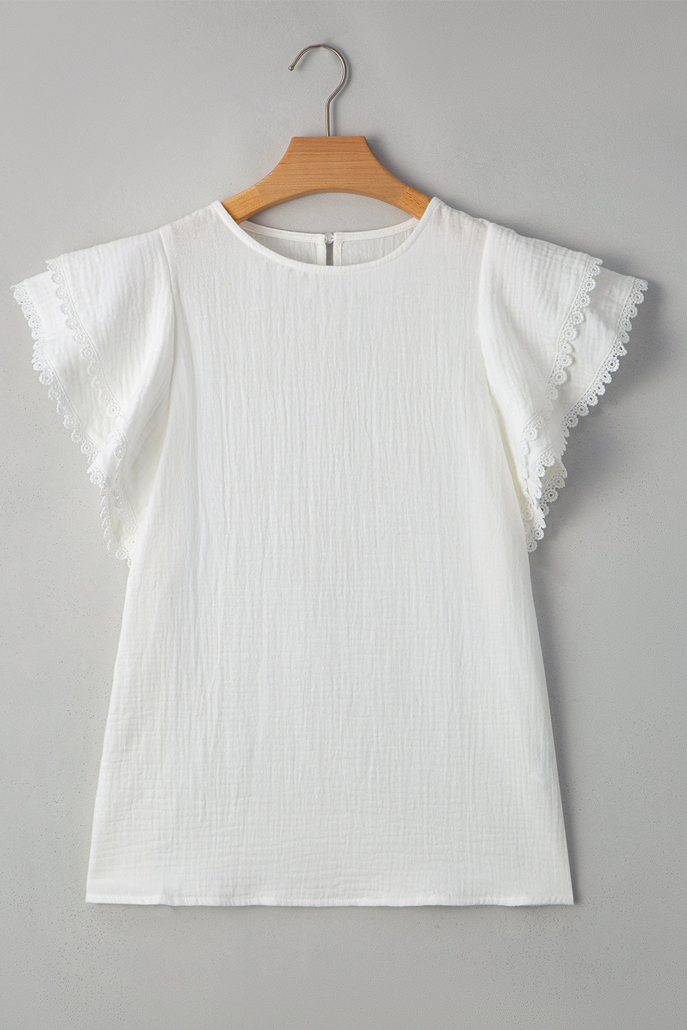 White Crinkled Layered Ruffled Flutter Sleeve Blouse - The Fair Lady Shop