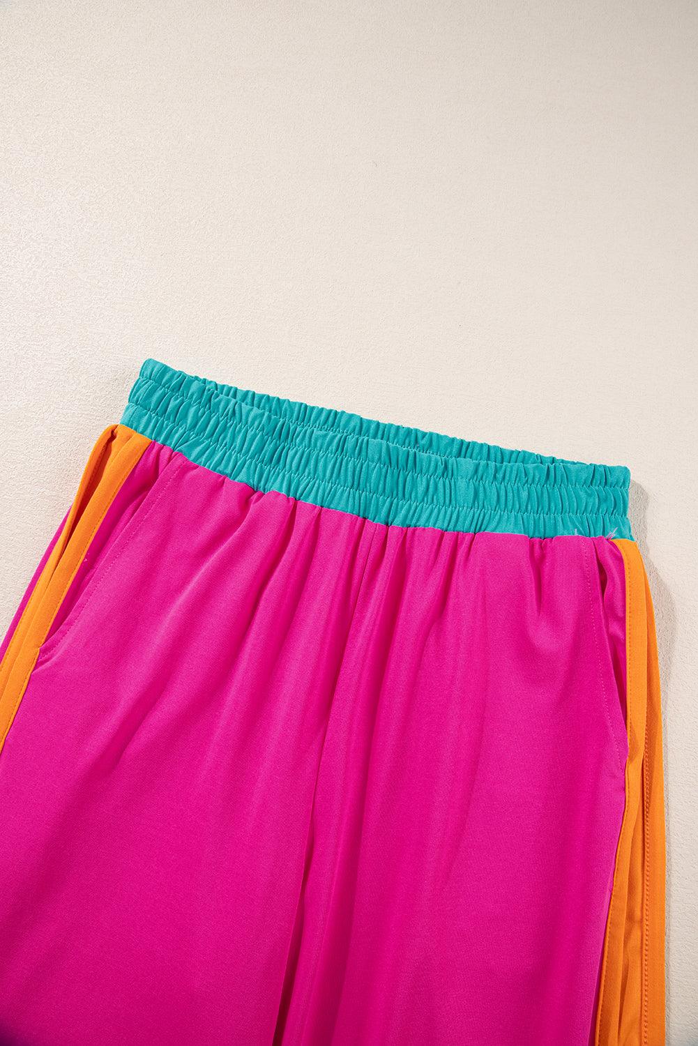 Chestnut Colorblock Cap Sleeve Tee and Wide Leg Pants Set - The Fair Lady Shop