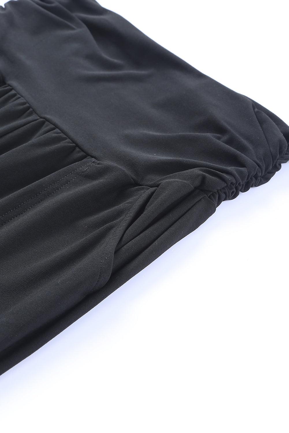 Black Pleated Casual Pocket High Waisted Leggings - The Fair Lady Shop