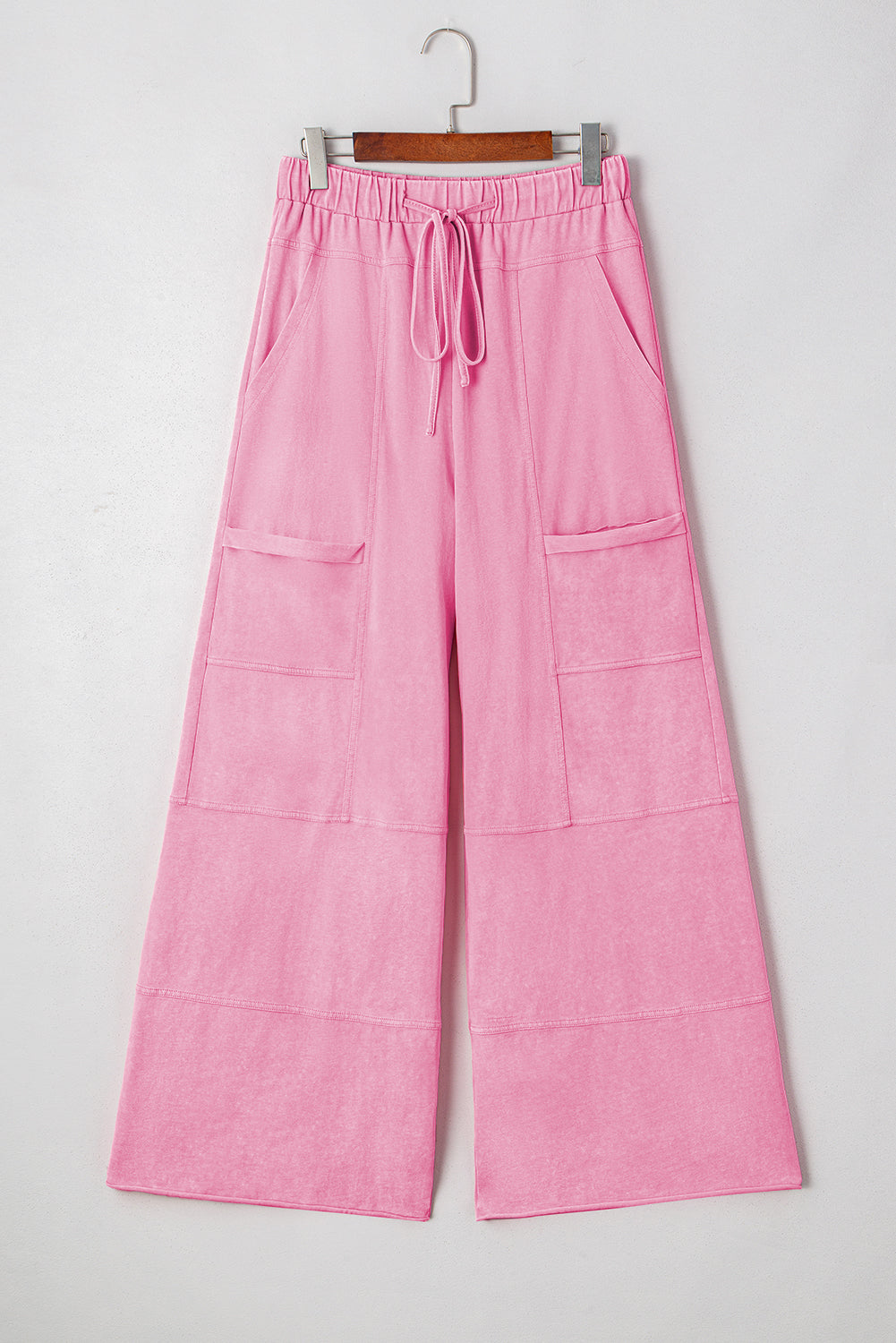 Bonbon Mineral Wash Exposed Seam Wide Leg Cargo Pants - The Fair Lady Shop