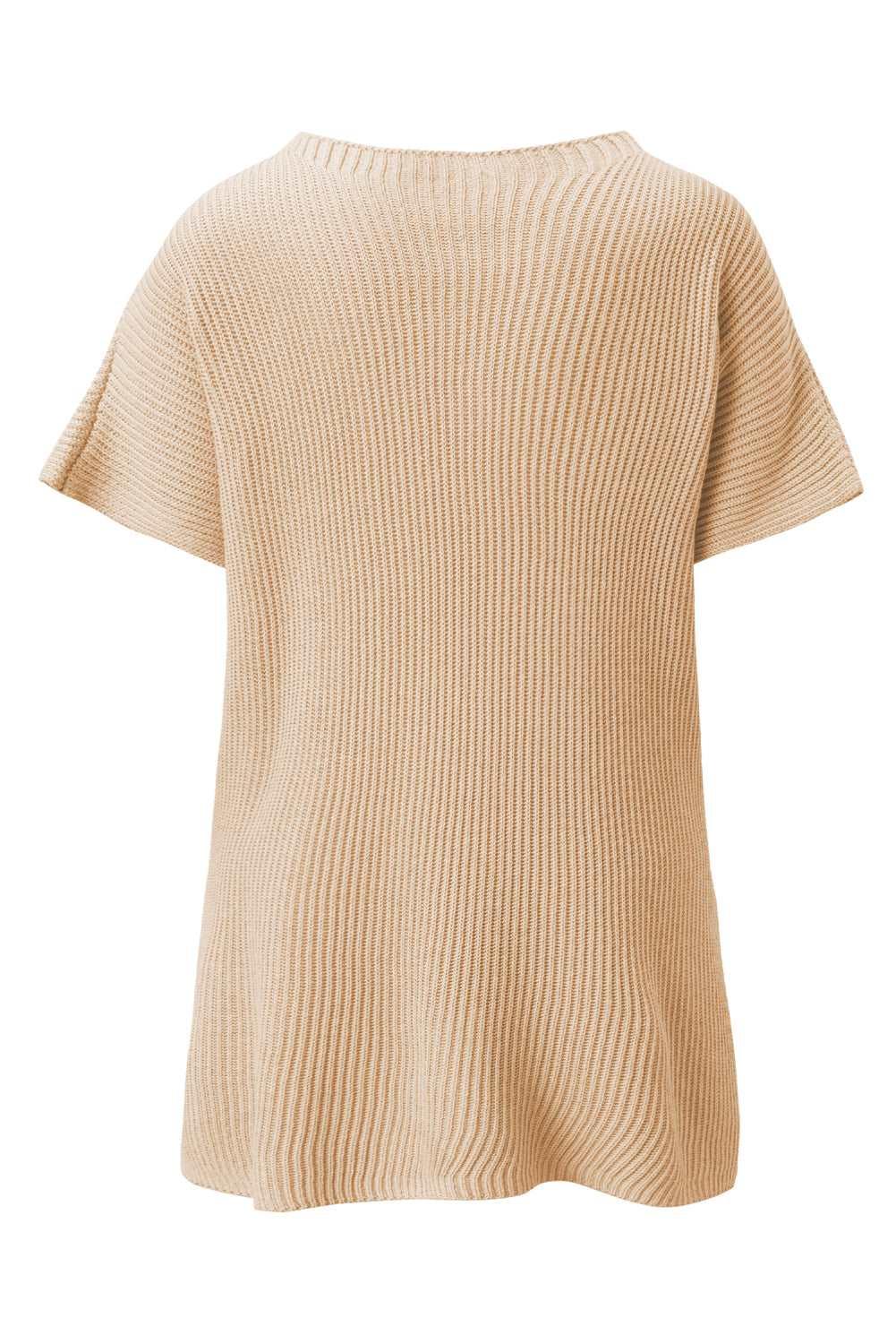 Apricot Side Slit Short Sleeve Oversized Sweater - The Fair Lady Shop