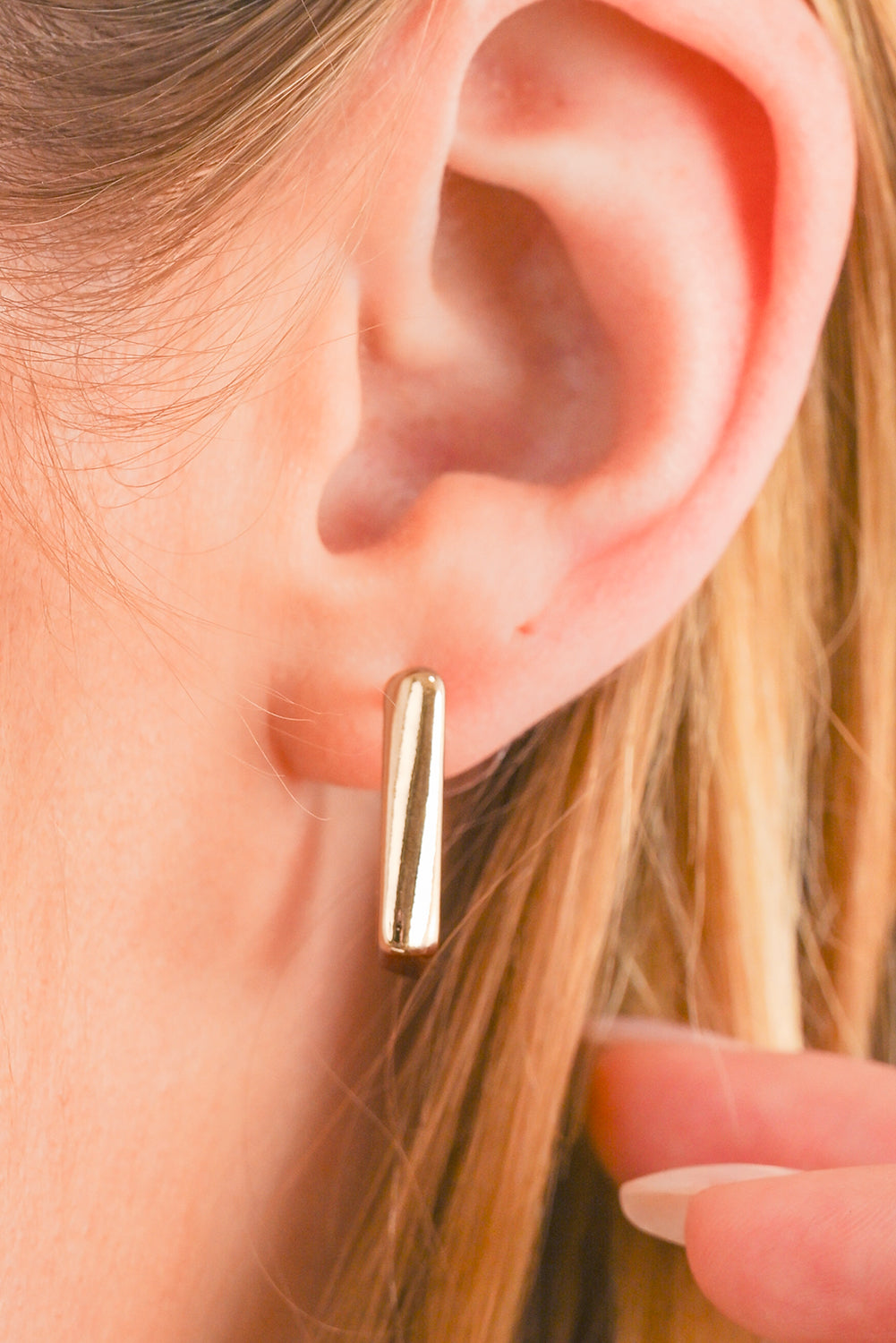 Gold Square Hook Plated Alloy Stud Earrings - The Fair Lady Shop
