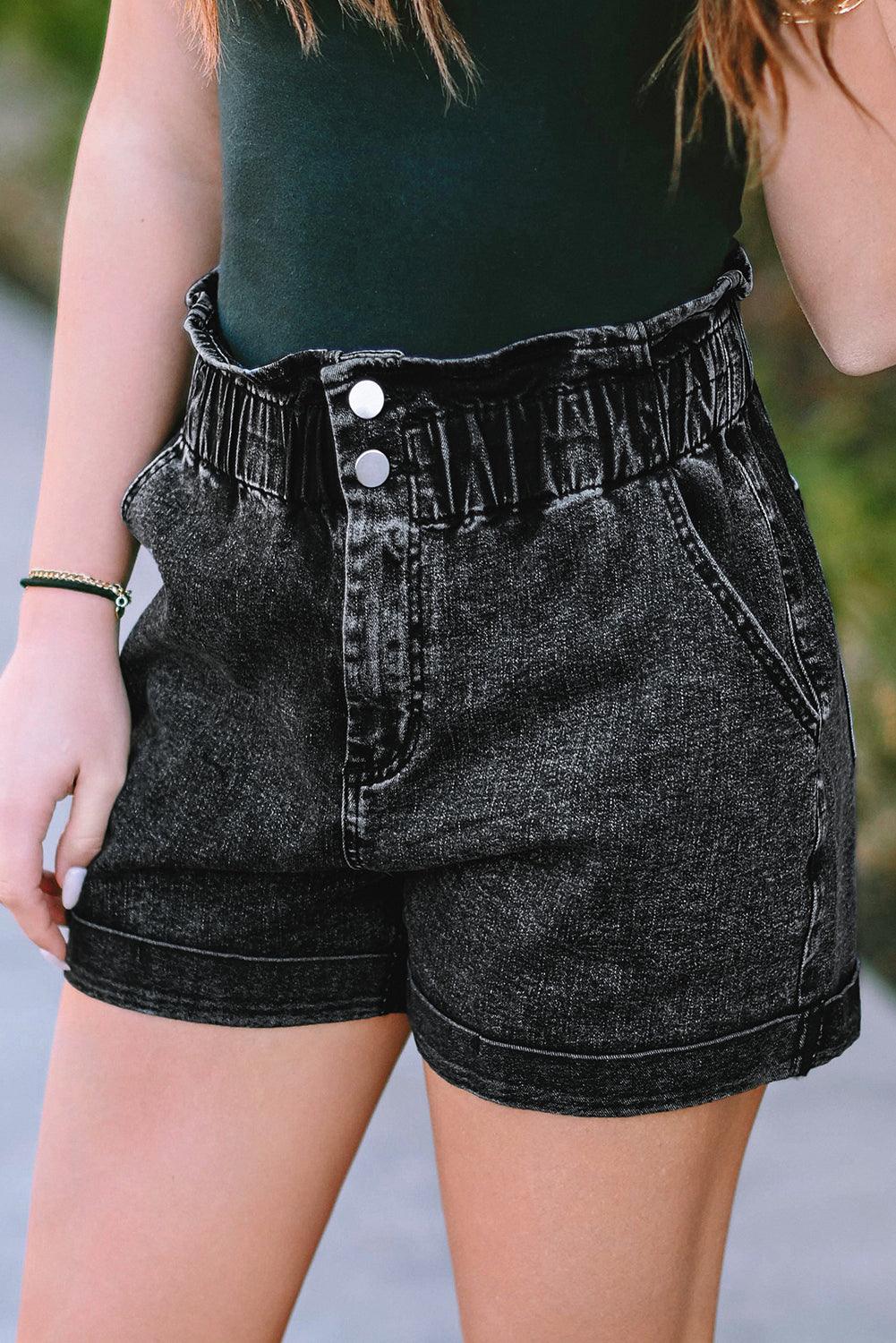 Dusty Pink Vintage Washed Frilled High Waist Denim Shorts - The Fair Lady Shop