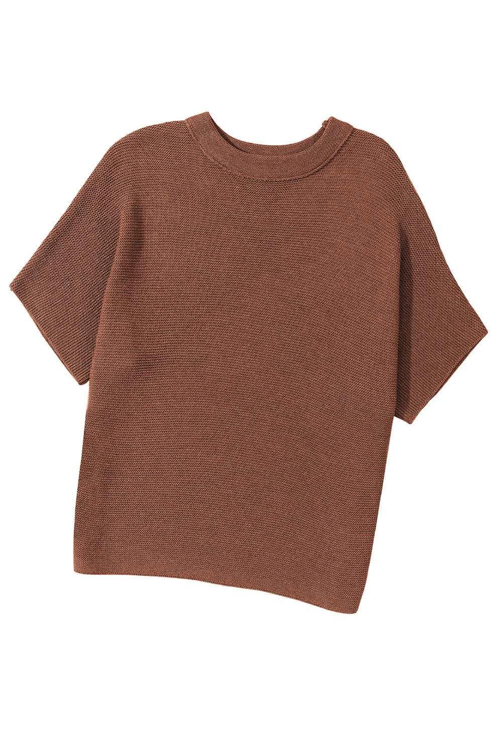 Apricot Mock Neck Short Batwing Sleeve Sweater - The Fair Lady Shop