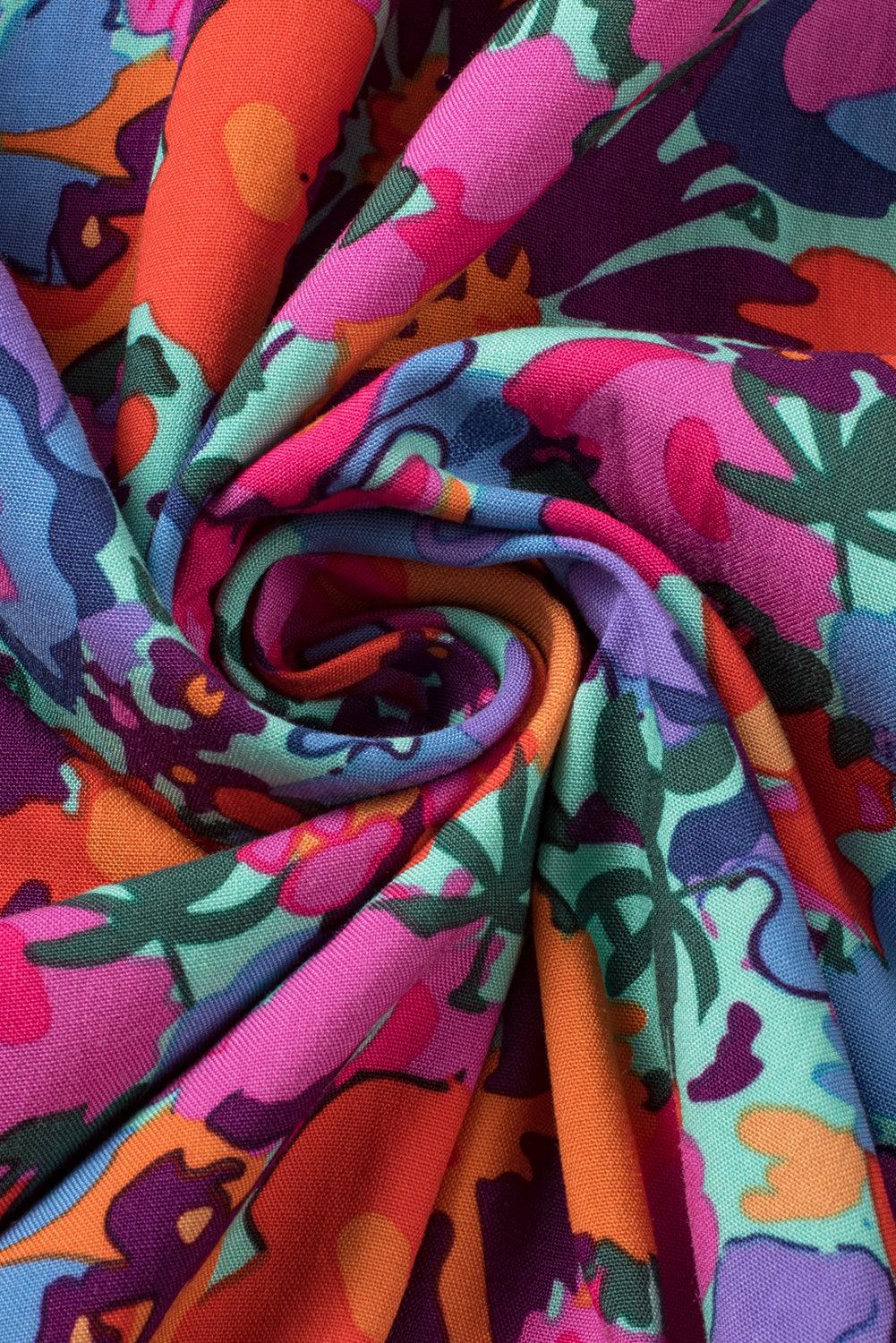 Blue Boho Floral Print V Neck Wrap Split Maxi Dress - The Fair Lady Shop