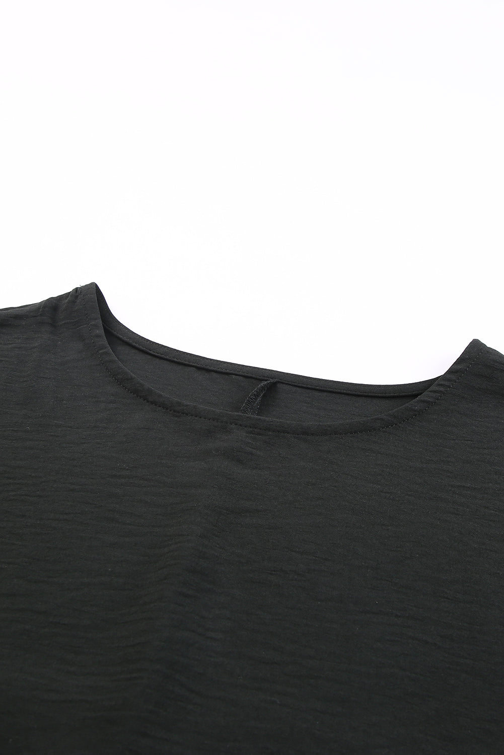 Black Plain Batwing Sleeve Business Casual Blouse