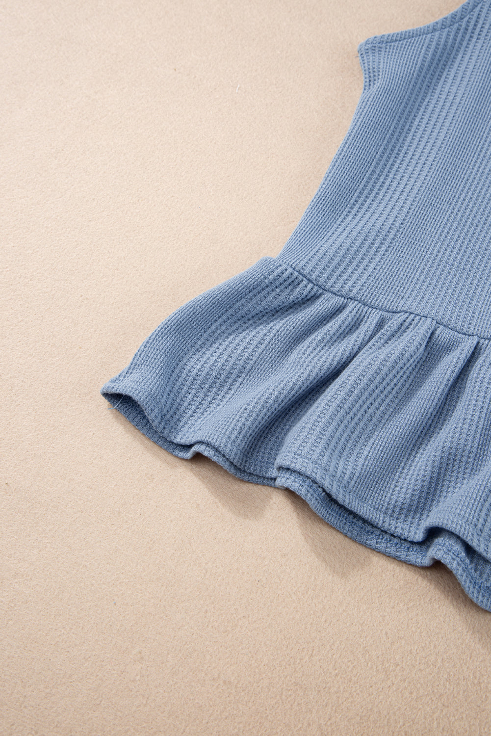Beau Blue Solid Color Ribbed Ruffle Tank Top and Pants Set - The Fair Lady Shop