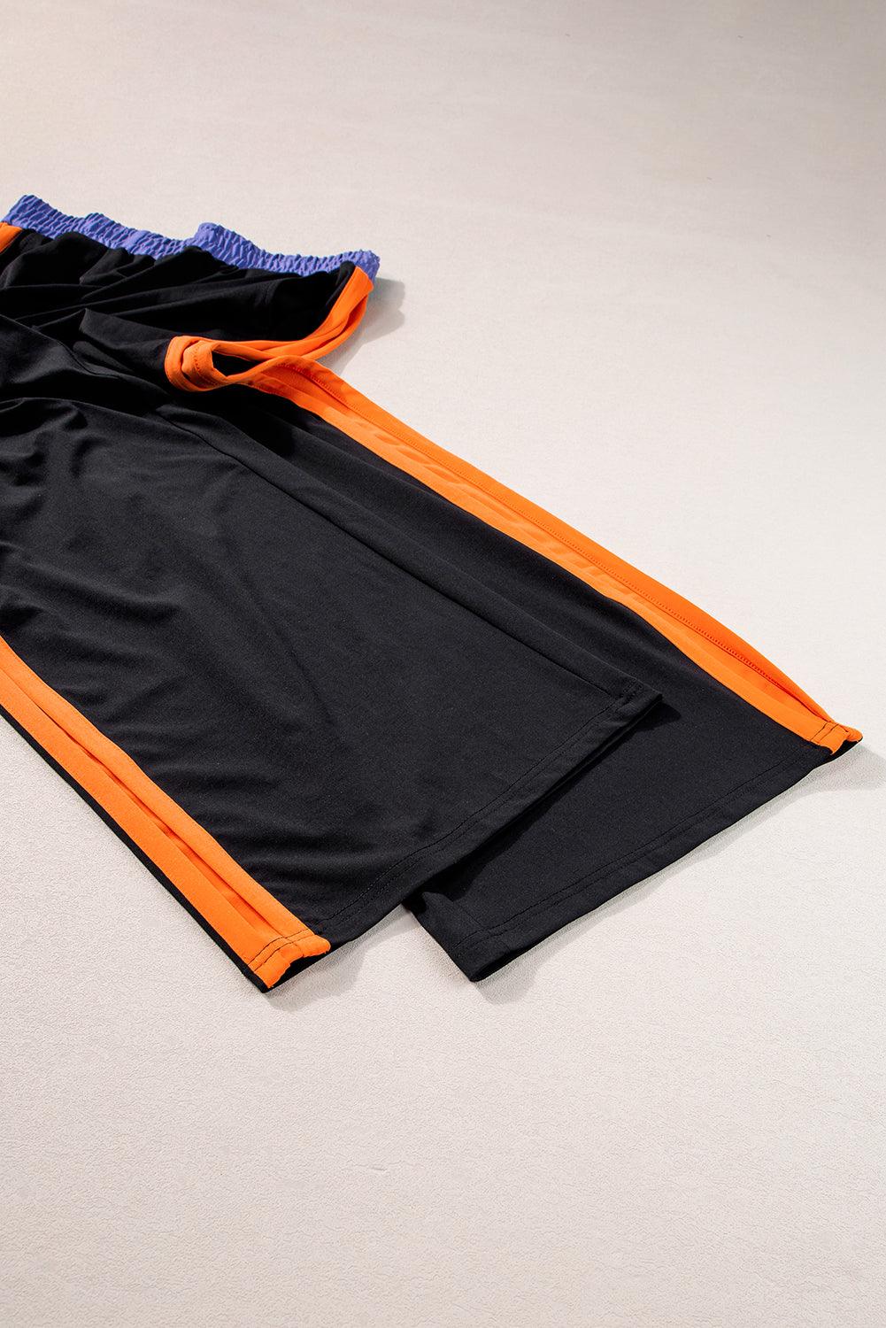 Chestnut Colorblock Cap Sleeve Tee and Wide Leg Pants Set - The Fair Lady Shop