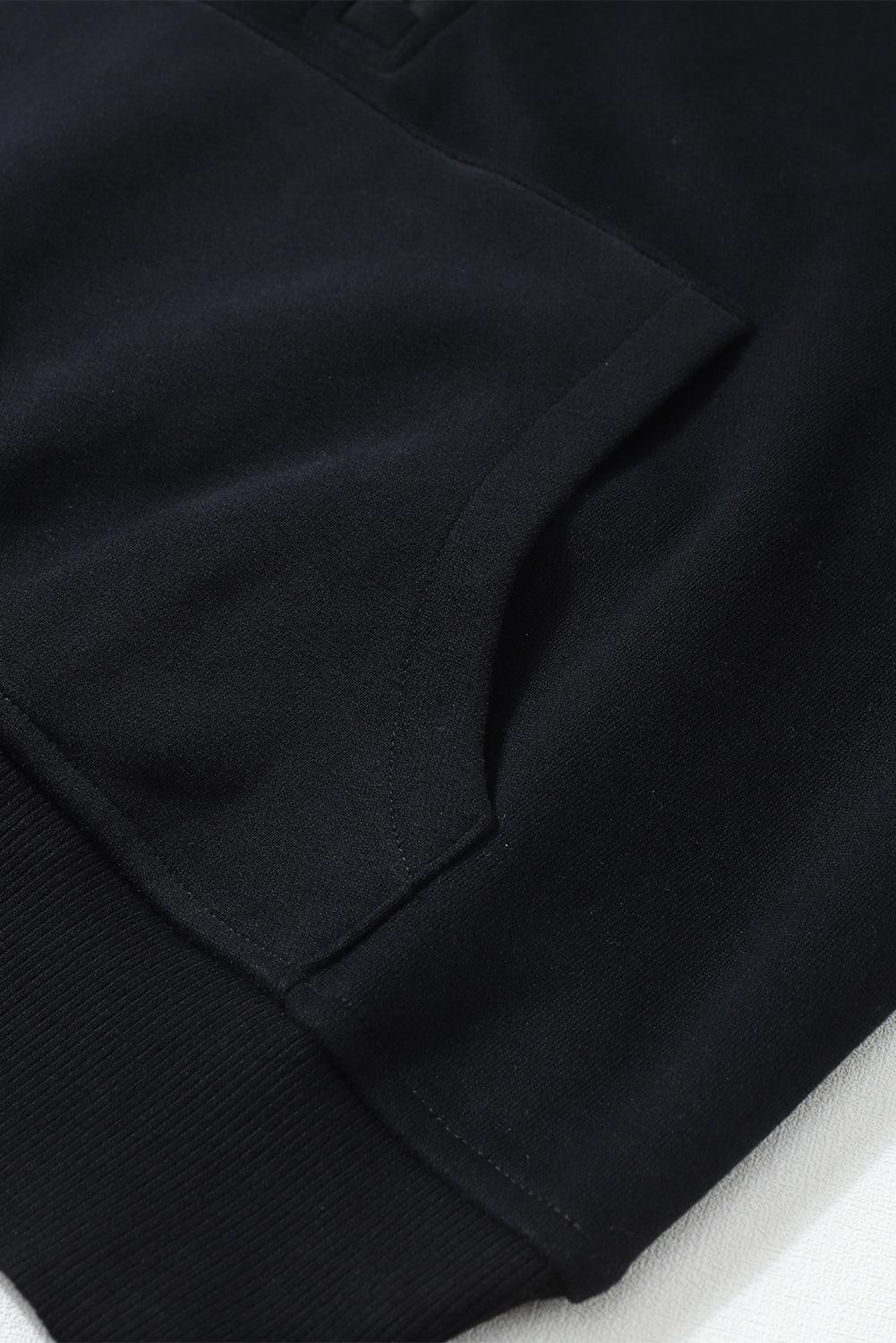 Black Zip Up Stand Collar Ribbed Thumbhole Sleeve Sweatshirt - The Fair Lady Shop