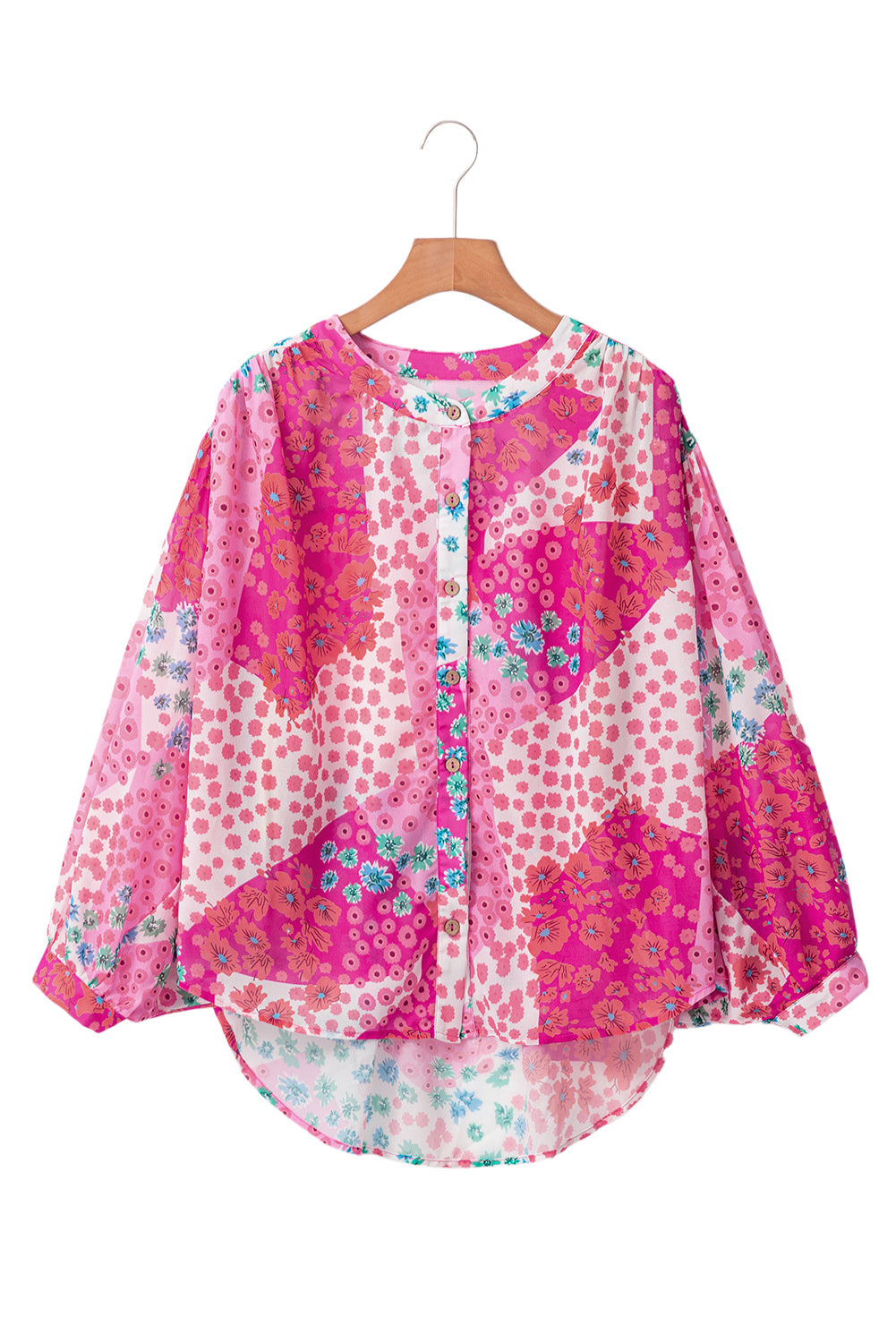 Rose Red Floral Print Dolman Sleeve Blouse - The Fair Lady Shop