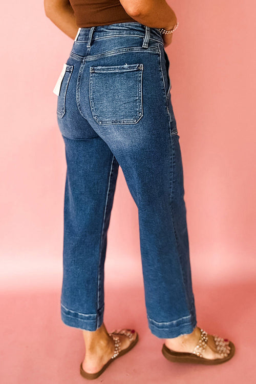 Ashleigh Blue Cropped High Rise Wide Leg Jeans - The Fair Lady Shop