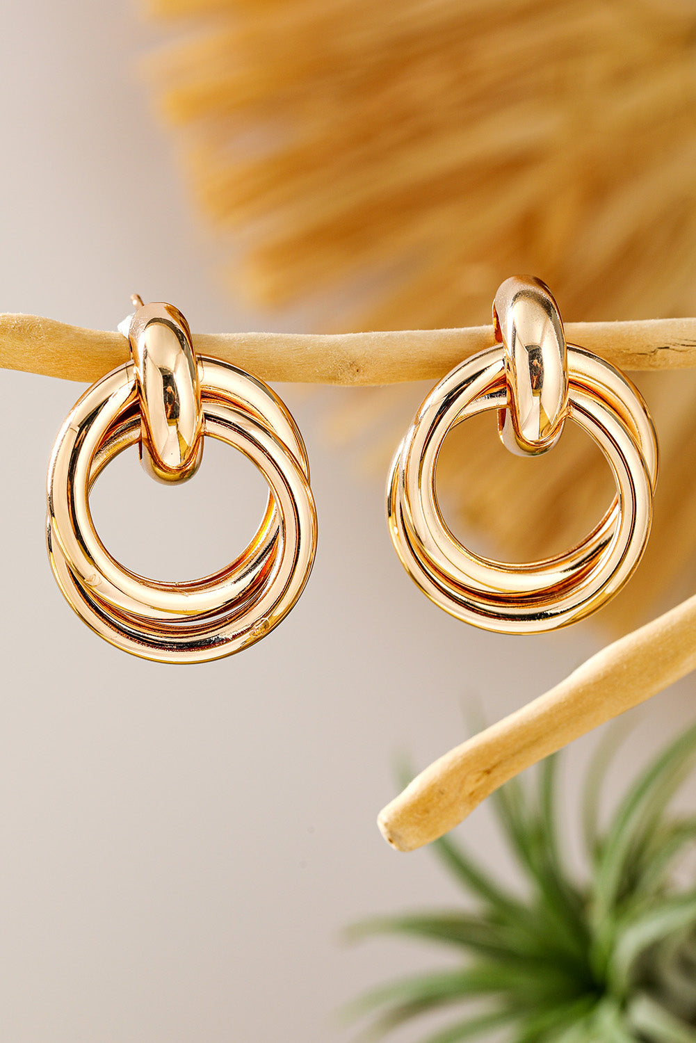 Gold Circles Plated Alloy Stud Earrings - The Fair Lady Shop