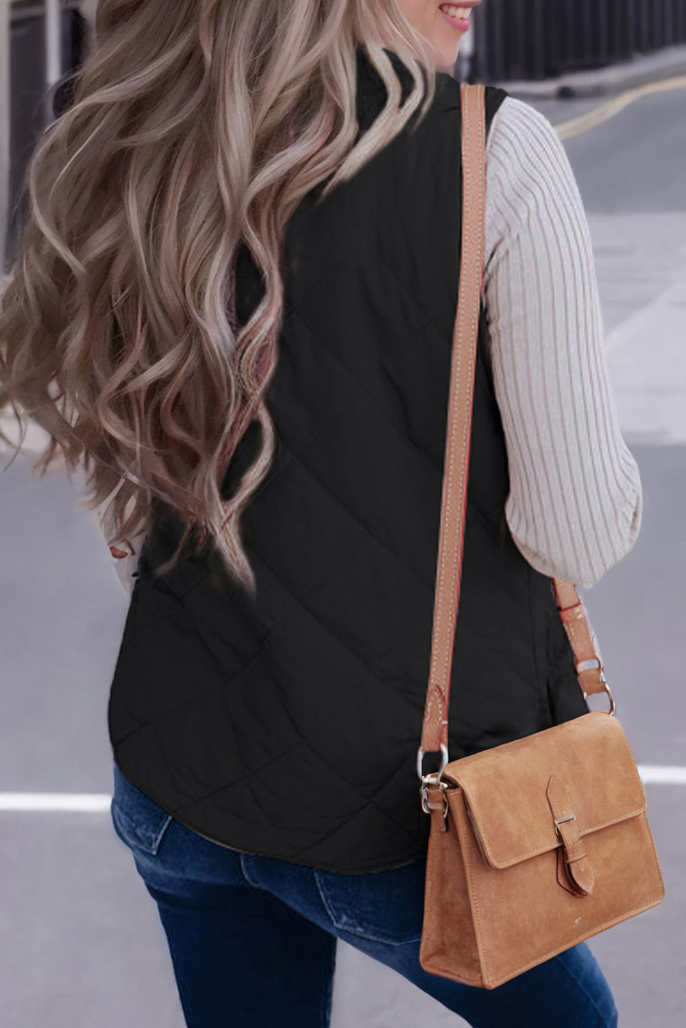 Black Zip Up Fleece Lined Quilted Vest Coat - The Fair Lady Shop