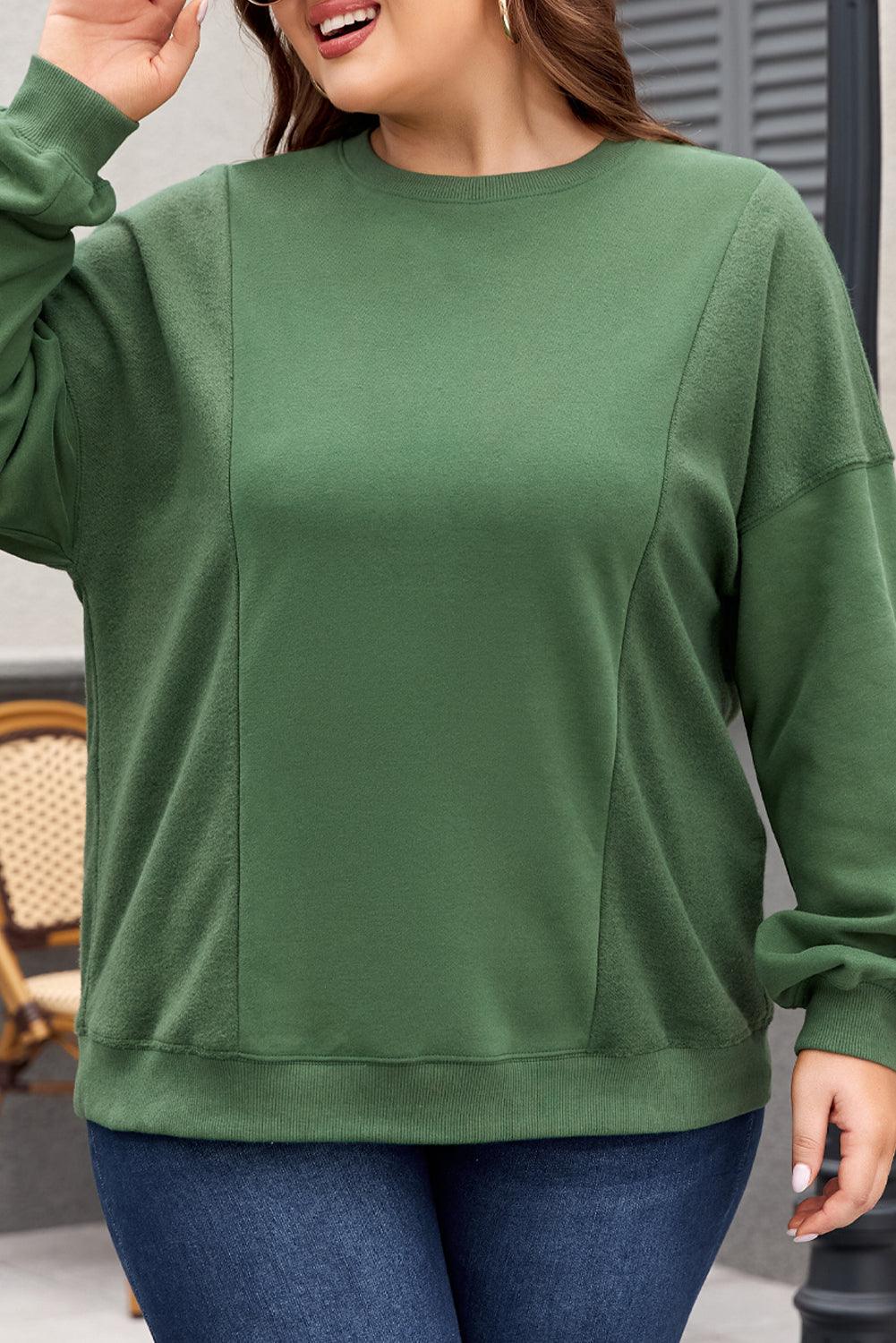 Apricot Loose Patchwork Crewneck Plus Size Sweatshirt - The Fair Lady Shop