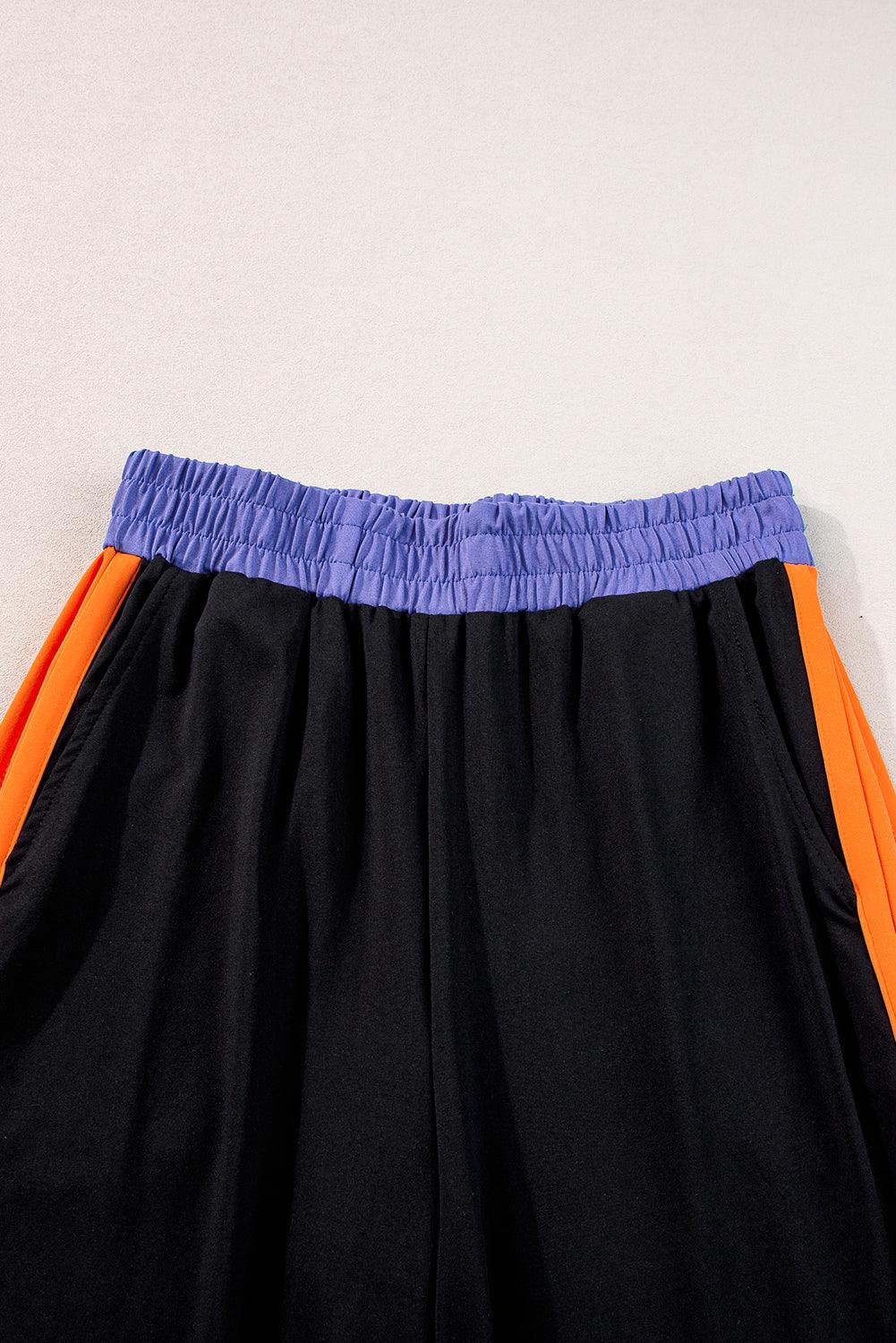 Chestnut Colorblock Cap Sleeve Tee and Wide Leg Pants Set - The Fair Lady Shop