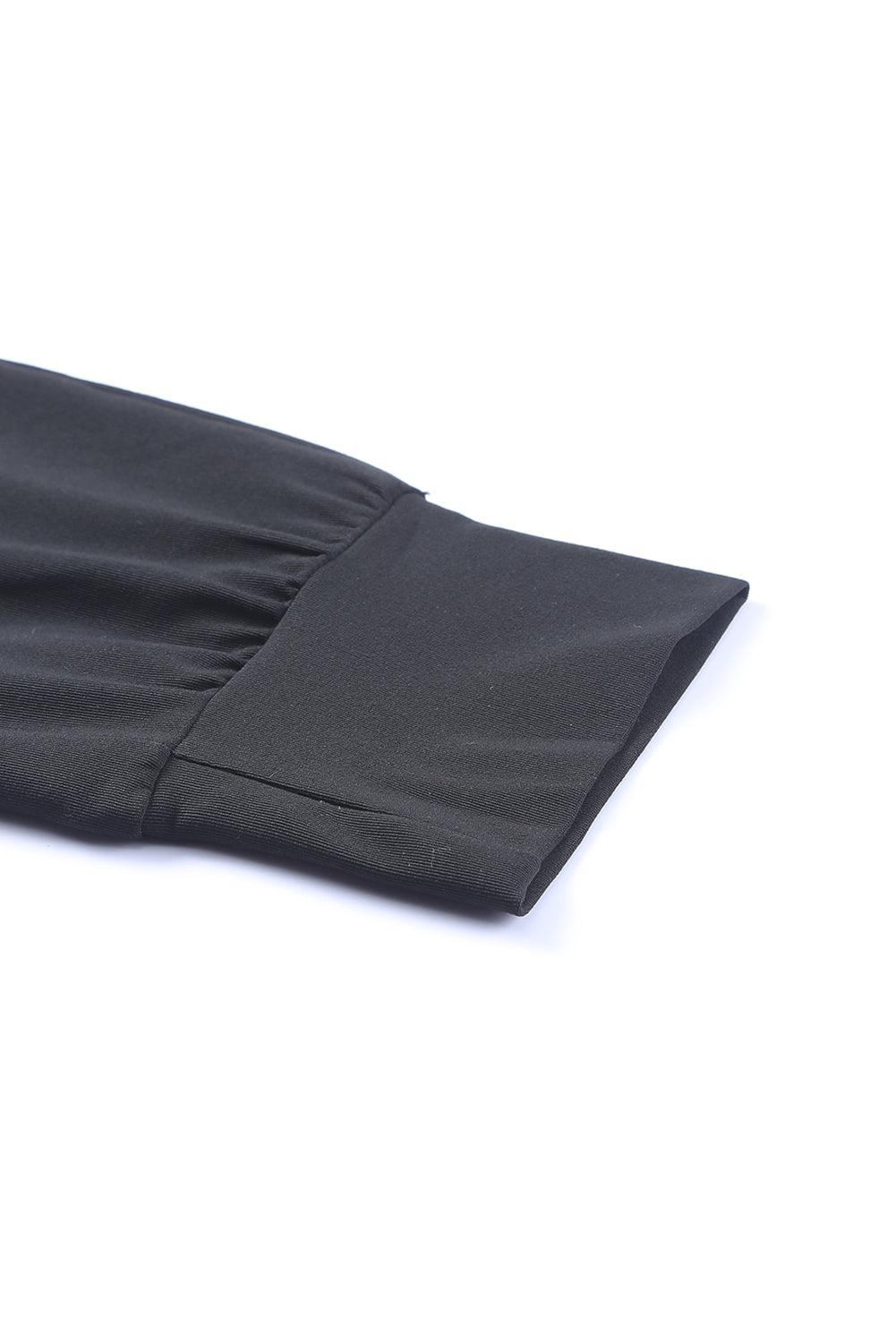 Black Pleated Casual Pocket High Waisted Leggings - The Fair Lady Shop