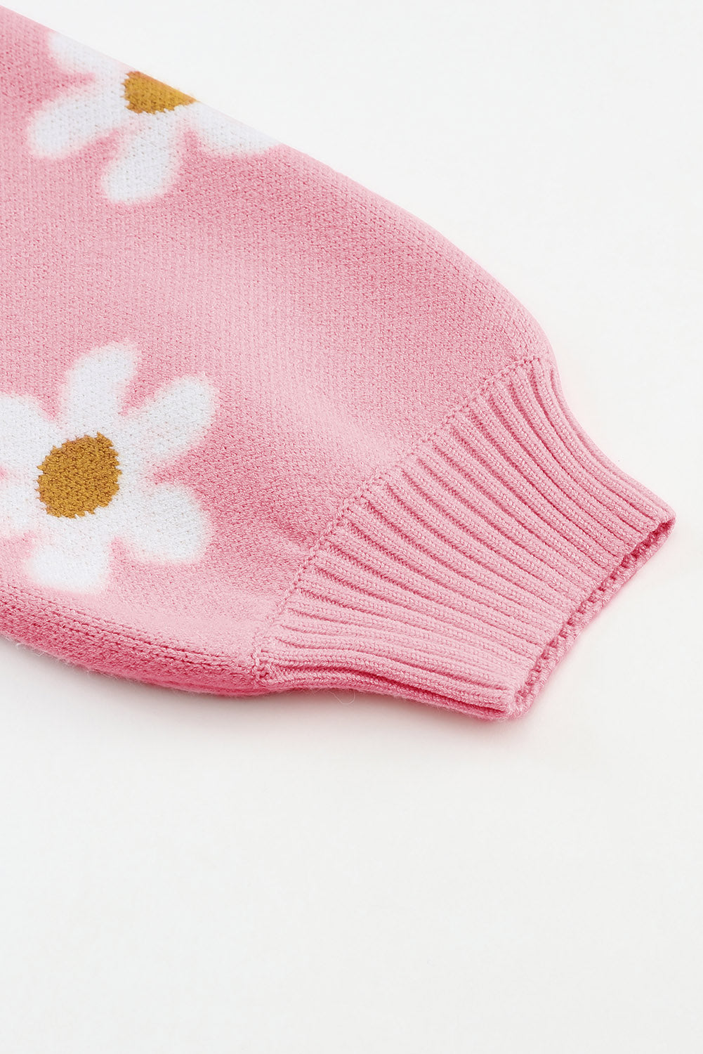 Pink 60s Floral Pattern Drop Shoulder Pullover Knit Sweater - The Fair Lady Shop