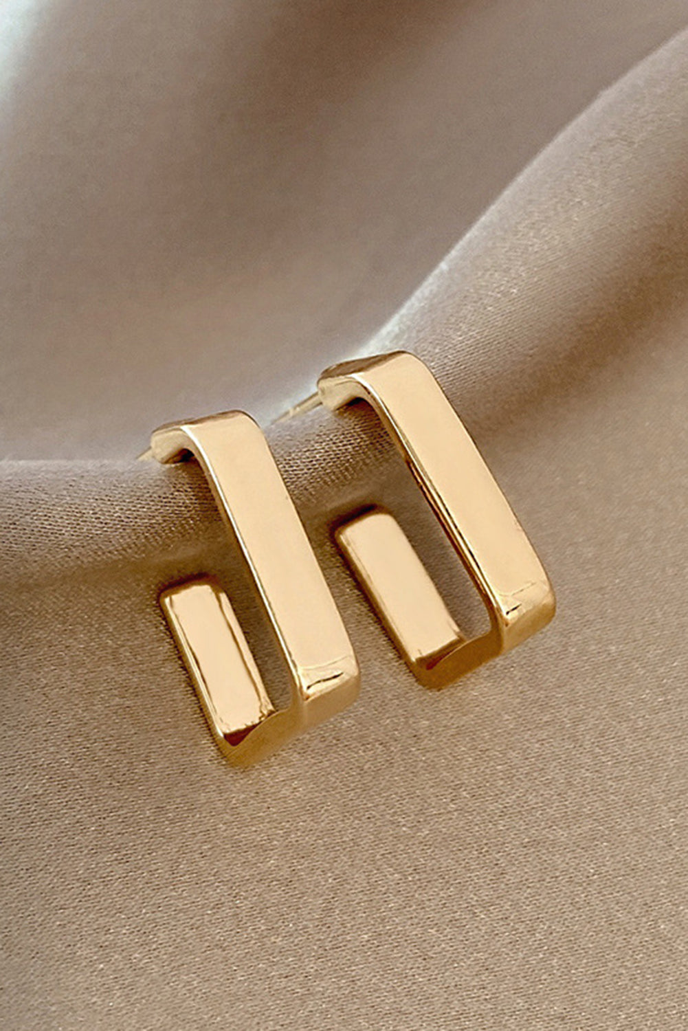 Gold Square Hook Plated Alloy Stud Earrings - The Fair Lady Shop