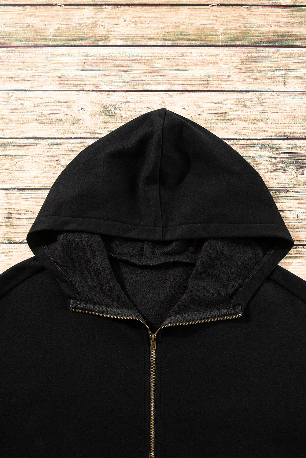 Black Half Zipper Kangaroo Pocket Drop Shoulder Hoodie
