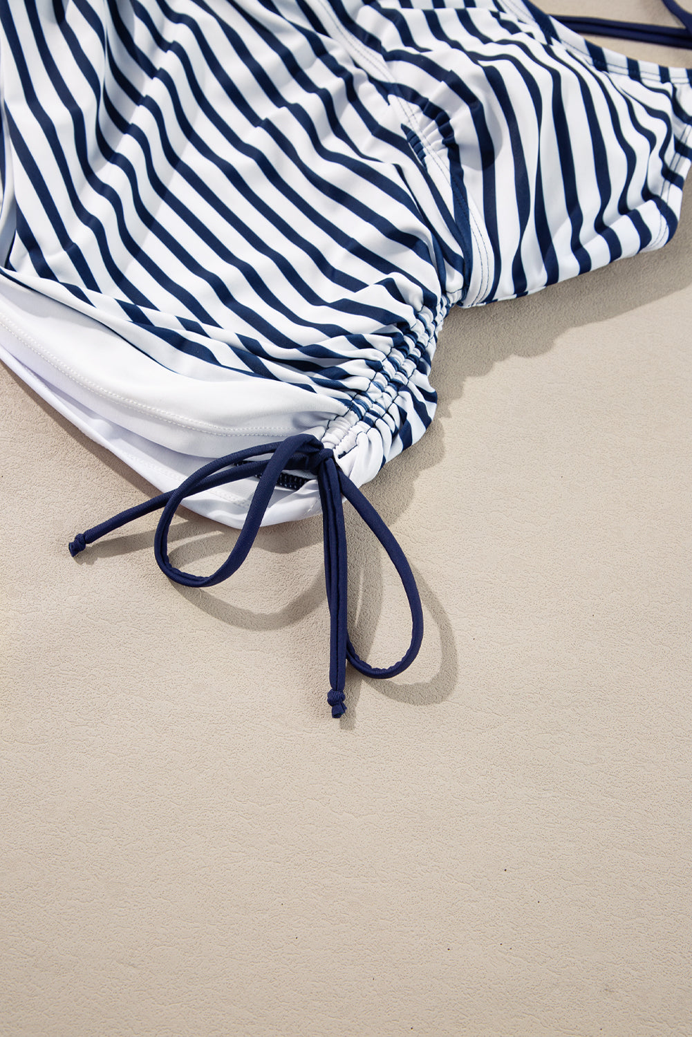Blue Stripe Drawstring Tummy Control 2pcs Tankini Set - The Fair Lady Shop