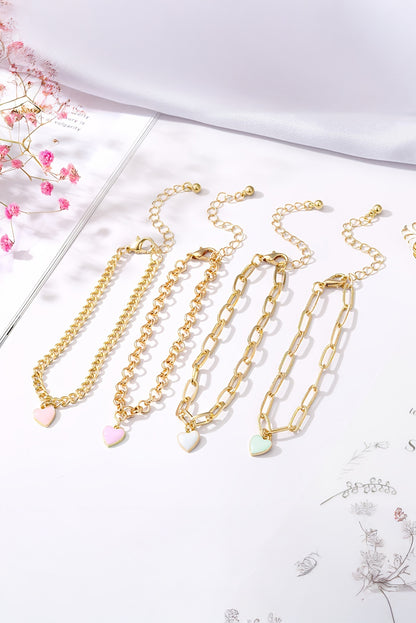 Gold Valentines Heart Multi Layer Adjustable Chain Bracelet - The Fair Lady Shop