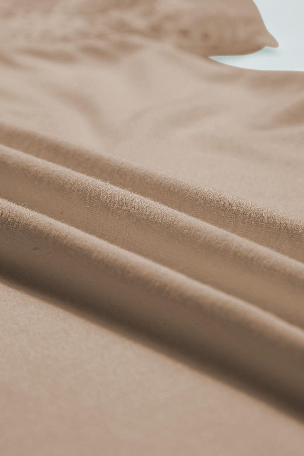 Pale Khaki Seamed Detail Contrast Lace Raglan Sleeve Tee - The Fair Lady Shop